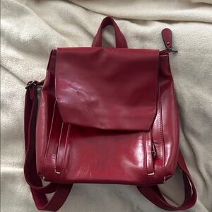 Vintage Red Leather Backpack